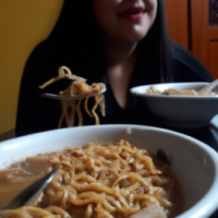 Meme de persona comiendo fideos y que diga 